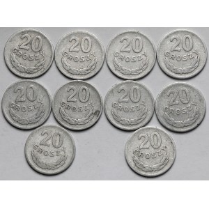 20 groszy 1957 - rzadki rocznik - zestaw (10szt)