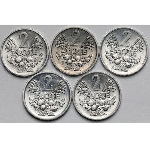 2 złote 1959-1974 Jagody - w tym rzadka 1959 - zestaw (5szt)