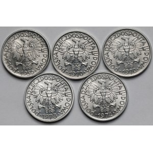 2 złote 1959-1974 Jagody - w tym rzadka 1959 - zestaw (5szt)