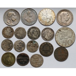 Austria, Monety srebrne i brązowe - zestaw MIX (17szt)
