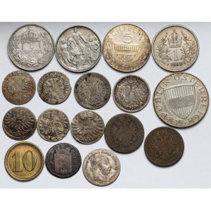 Austria, Monety srebrne i brązowe - zestaw MIX (17szt)