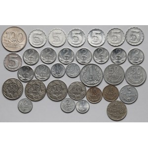 1 grosz - 100 złotych 1923-1990 - w tym 10 fenigów WMG - zestaw (33szt)