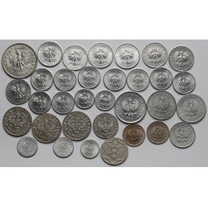 1 grosz - 100 złotych 1923-1990 - w tym 10 fenigów WMG - zestaw (33szt)