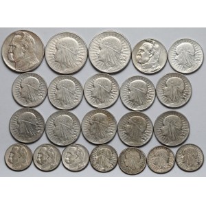 2-10 złotych 1932-1935 - zestaw MIX (22szt)