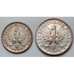 Kobieta i kłosy 1 i 2 złote 1924-1925 - zestaw (2szt)
