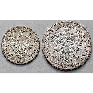 Żaglowiec 2 i 5 złotych 1936 - zestaw (2szt)