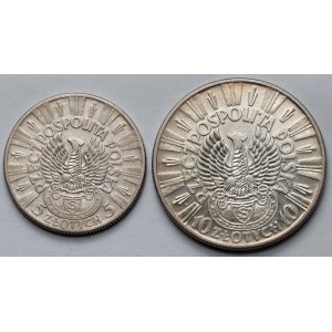 Strzelecki, Piłsudski 5 i 10 złotych 1934 - zestaw (2szt)
