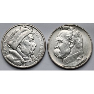 Sobieski i Piłsudski, 10 złotych 1933-1938 - zestaw (2szt)