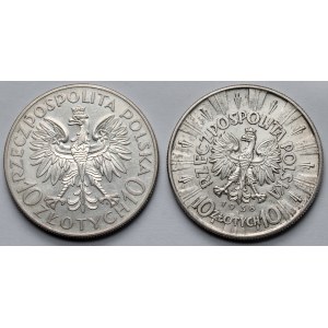 Sobieski i Piłsudski, 10 złotych 1933-1938 - zestaw (2szt)