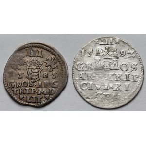 Trojaki Wilno 1585 i Ryga 1592 - zestaw (2szt)