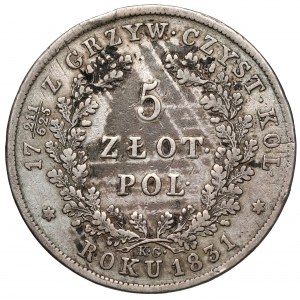 Powstanie Listopadowe, 5 złotych 1831 KG