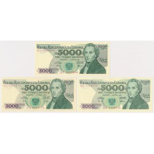 5.000 zł 1982-1988 - CG, AY, DB - zestaw (3szt)