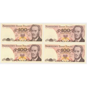 100 zł 1976-1988 - AL, HK, KR, NN - zestaw (4szt)