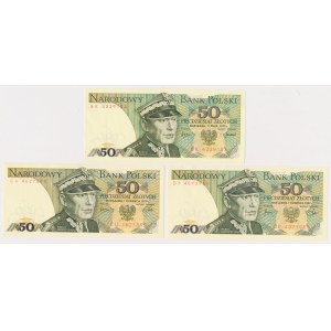 50 zł 1975-1982 - BK, CU, DP - zestaw (3szt)
