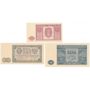 Zestaw 1 i 5 zł 1946 i 2 zł 1948 - BR (3szt)