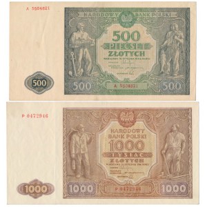 Zestaw 500 i 1.000 złotych 1946 (2szt)