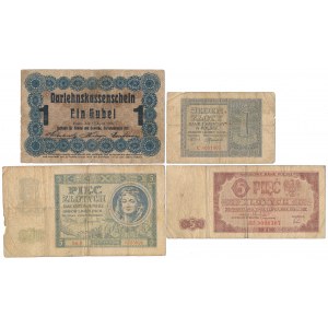 Zestaw 1, 2x 5 zł 1940-1948 + Poznań 1 mkp 1916 (4szt)