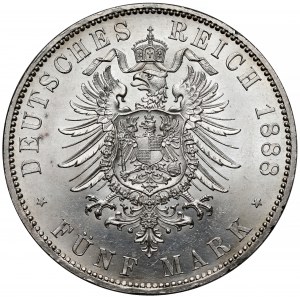 Prusy, Fryderyk III, 5 marek 1888-A, Berlin - piękne