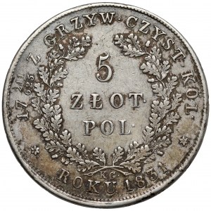 Powstanie Listopadowe, 5 złotych 1831 KG