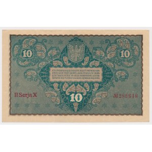 10 marek 1919 Sierpień - II Serja X (Mił.25a) - rzadka seria jednoliterowa