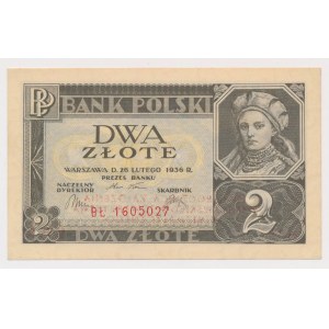 2 złote 1936 - BŁ - z nadrukiem NBP