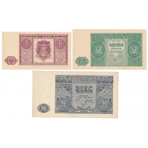 1, 2 i 50 złotych 1946 - zestaw (3szt)