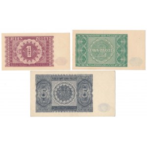 1, 2 i 50 złotych 1946 - zestaw (3szt)