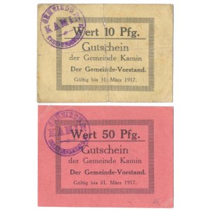 Kamin (Kamień), 10 i 50 pfg 1917 - zestaw (2szt)