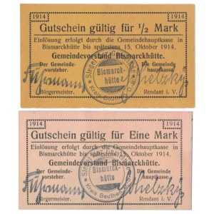 Bismarckhutte (Hajduki Wielkie), 1/2 i 1 mk 1914 - zestaw (2szt)