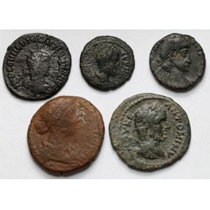 Cesarstwo Rzymskie, Antoninian, Follis i Brązy prowincjonalne - zestaw (5szt)