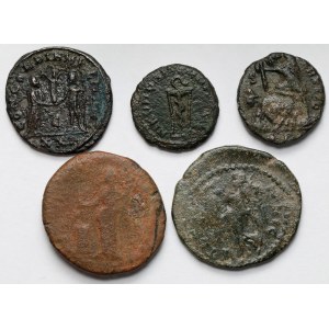 Cesarstwo Rzymskie, Antoninian, Follis i Brązy prowincjonalne - zestaw (5szt)