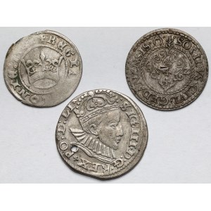 Zygmunt I Stary, Stefan Batory i Zygmunt III Waza, Półgrosz, Szeląg i Trojak - zestaw (3szt)
