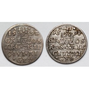 Zygmunt III Waza, Trojaki Ryga 1592-1598 - zestaw (2szt)