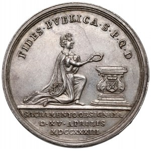 August III Sas, Medal Drezno - przysięga wierności elektorowi saskiemu 1733