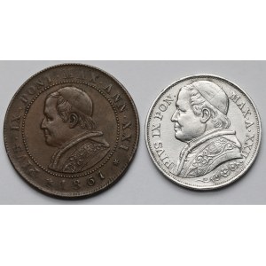 Watykan, Pius IX, 2 liry i 2 soldi 1867 - zestaw (2szt)