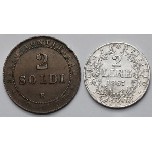 Watykan, Pius IX, 2 liry i 2 soldi 1867 - zestaw (2szt)