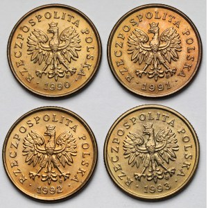 5 groszy 1990-1993 - zestaw (4szt)