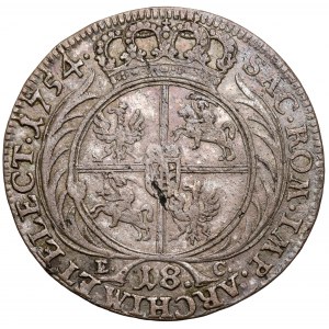 August III Sas, Ort Lipsk 1754 EC - wąska głowa
