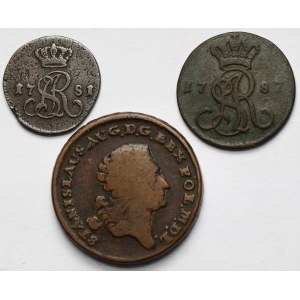 Poniatowski, Półgrosz, Grosz i Trojak 1767-1787 - zestaw (3szt)