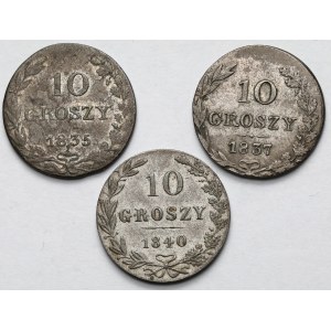 10 groszy 1835-1840 - zestaw (3szt)