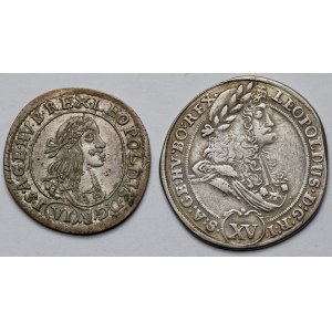 Węgry, Leopold I, 6-15 krajcarów 1670-1695 KB, Kremnica - zestaw (2szt)