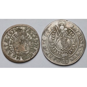 Węgry, Leopold I, 6-15 krajcarów 1670-1695 KB, Kremnica - zestaw (2szt)