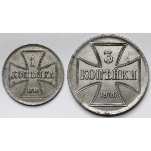 Ober-Ost. 1-3 kopiejki Berlin 1916-A - zestaw (2szt)