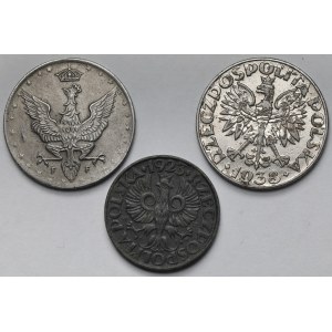 20 fenigów 1918 i 20-50 groszy 1923-1938 - zestaw (3szt)
