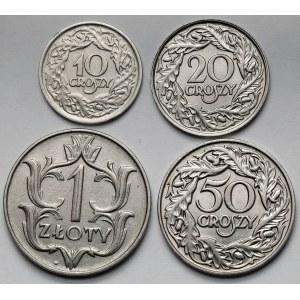 10-50 groszy i 1 złoty 1923-1929 - zestaw (4szt)