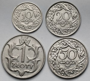 10-50 pennies and 1 zloty 1923-1929 - set (4pcs)
