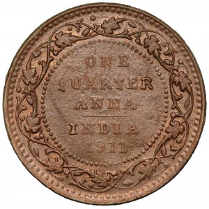 Indie, 1/4 anna 1911 - Tekturowa kopia - Longmans' Indian Token Coins