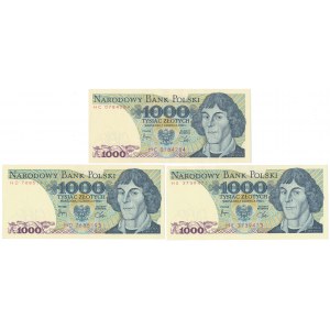 1.000 zł 1982 - HC, HD, HE - zestaw (3szt)