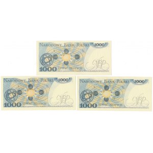 1.000 zł 1982 - FD, FE, FM - zestaw (3szt)
