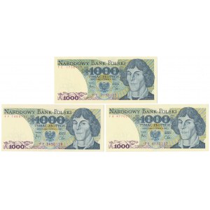 1.000 zł 1982 - FE, FP, FR - zestaw (3szt)